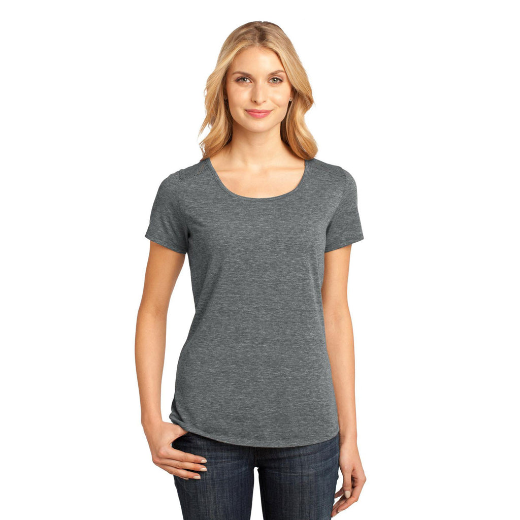 District Made Women's Grey Heather Tri-Blend Lace Tee