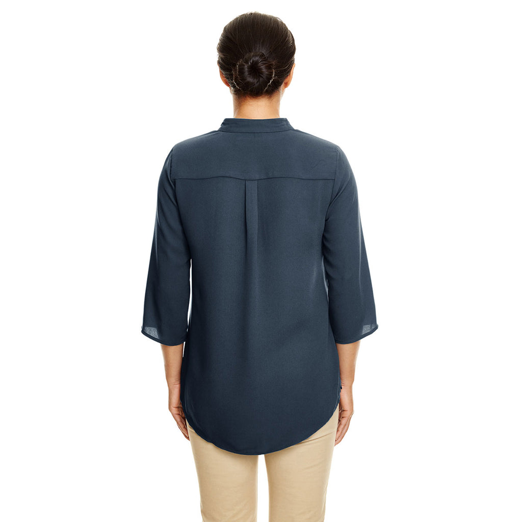 Devon & Jones Women's Navy Perfect Fit 3/4-Sleeve Crepe Tunic