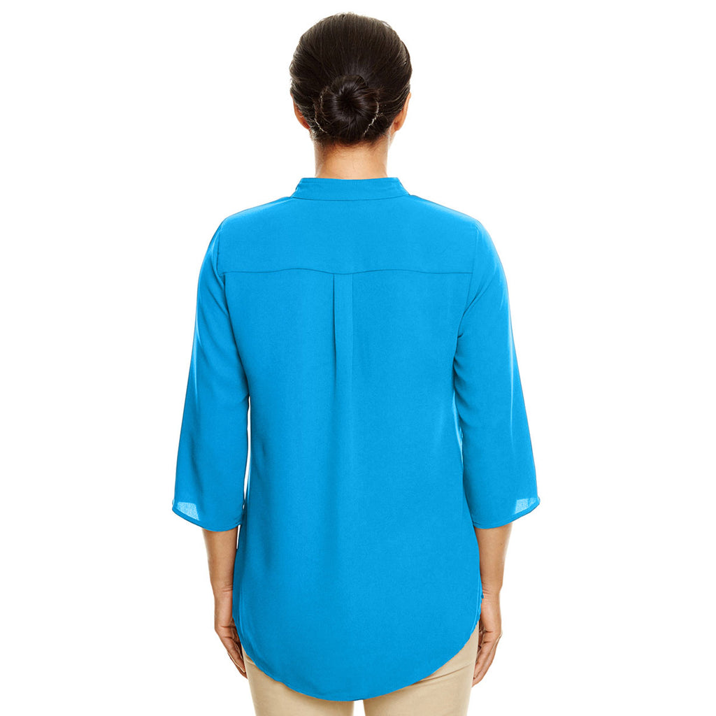 Devon & Jones Women's Ocean Blue Perfect Fit 3/4-Sleeve Crepe Tunic