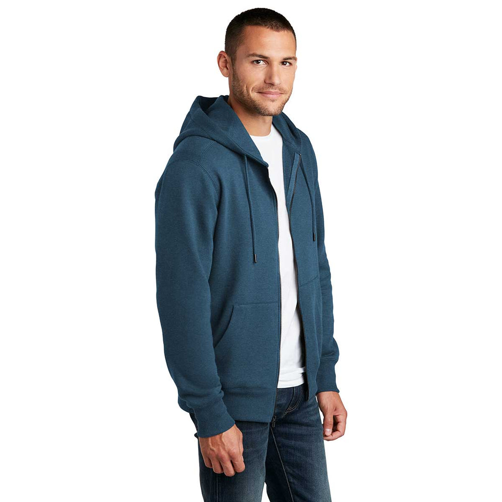 District Men's Heathered Poseidon Blue Perfect Weight Fleece Full-Zip Hoodie