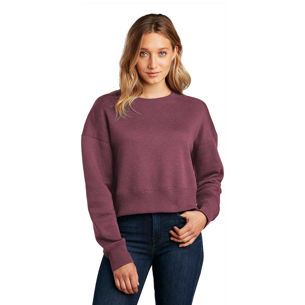 District Women's Heathered Loganberry Perfect Weight Fleece Cropped Crew