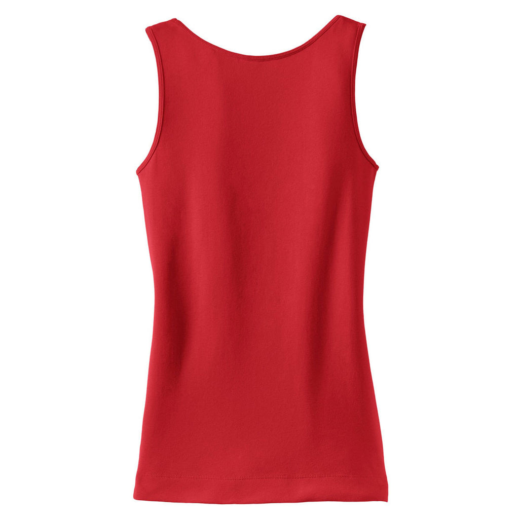 District Women's Cherry Red 1x1 Rib Tank