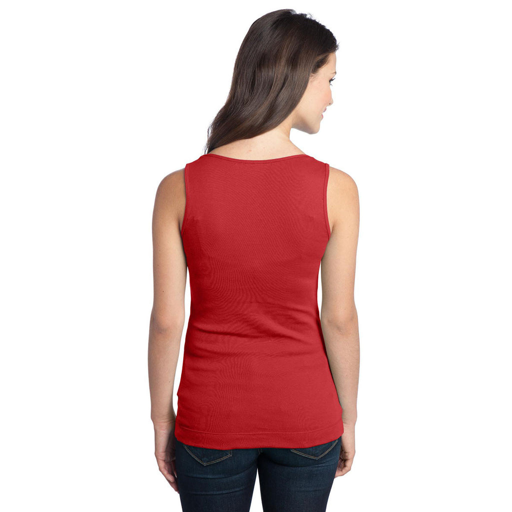 District Women's Cherry Red 1x1 Rib Tank