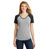 District Women's Black/Light Heather Grey Mesh Sleeve V-Neck Tee