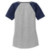 District Women's True Navy/Light Heather Grey Mesh Sleeve V-Neck Tee