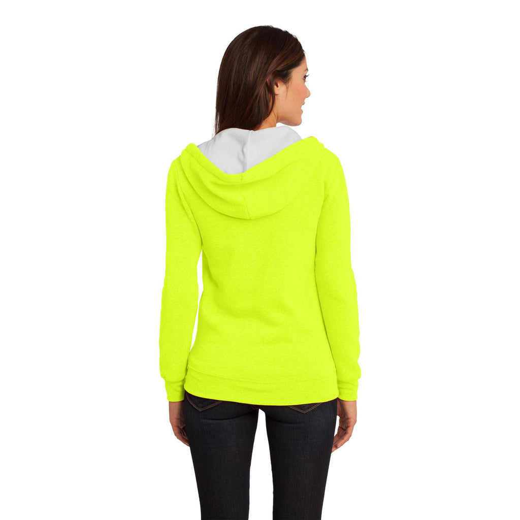 District Women's Neon Yellow The Concert Fleece Full-Zip Hoodie