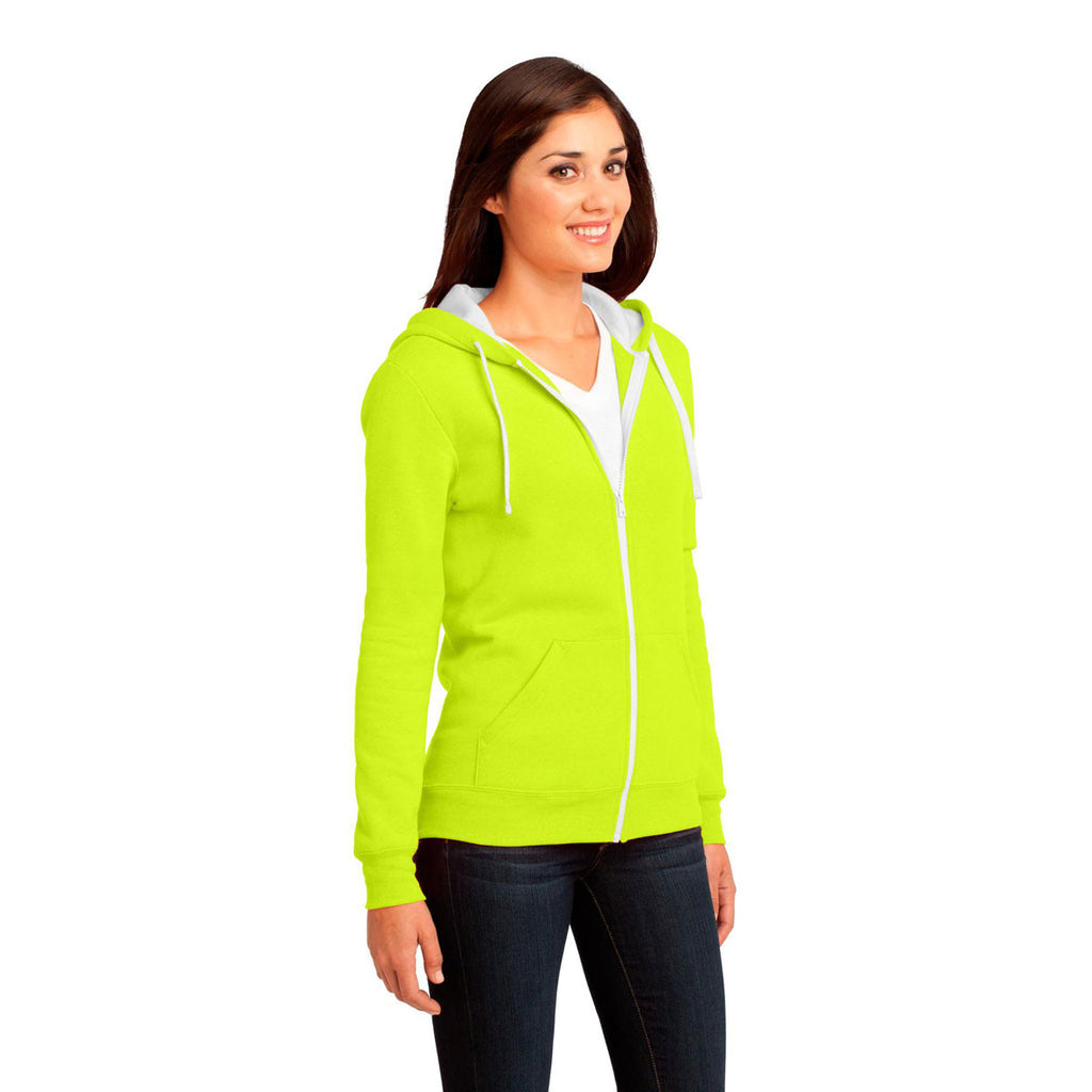 District Women's Neon Yellow The Concert Fleece Full-Zip Hoodie