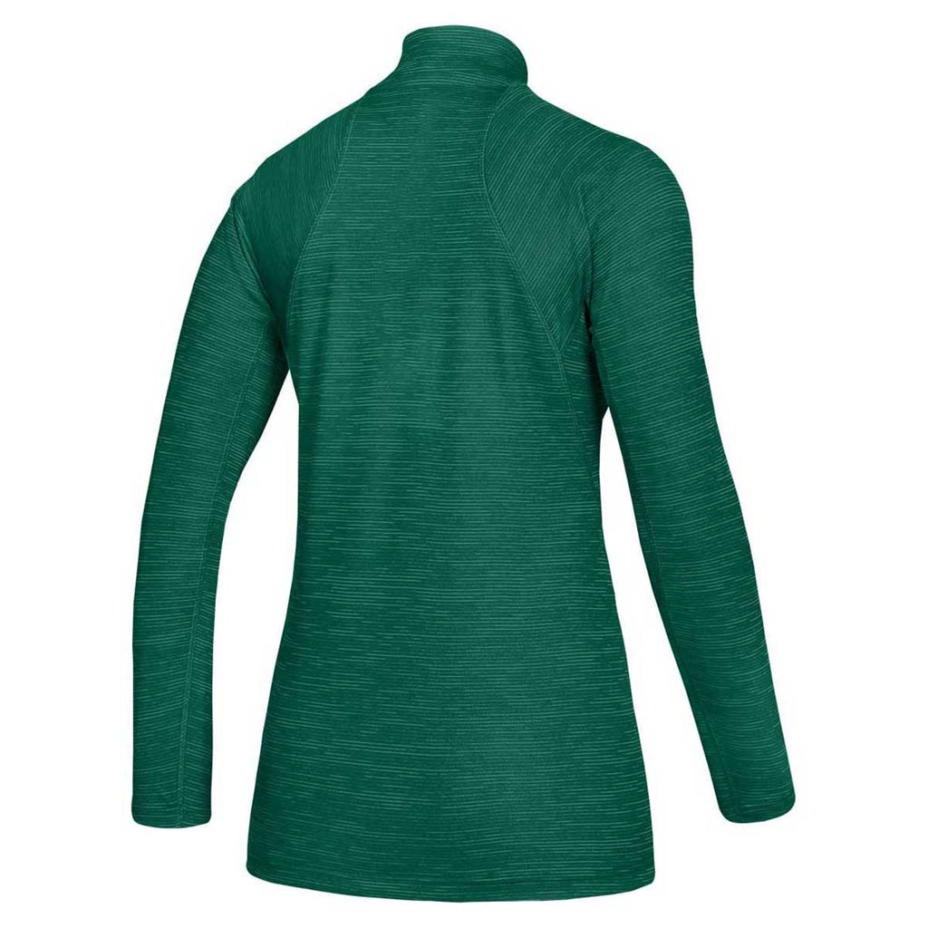 adidas Women's Dark Green Melange/White Game Mode Performance Quarter Zip