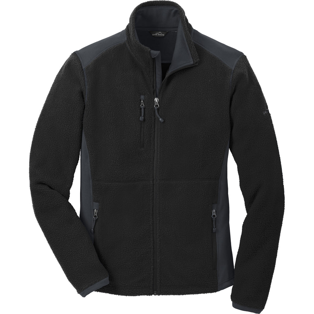 Eddie Bauer Men's Black/Grey Steel Full-Zip Sherpa Fleece Jacket