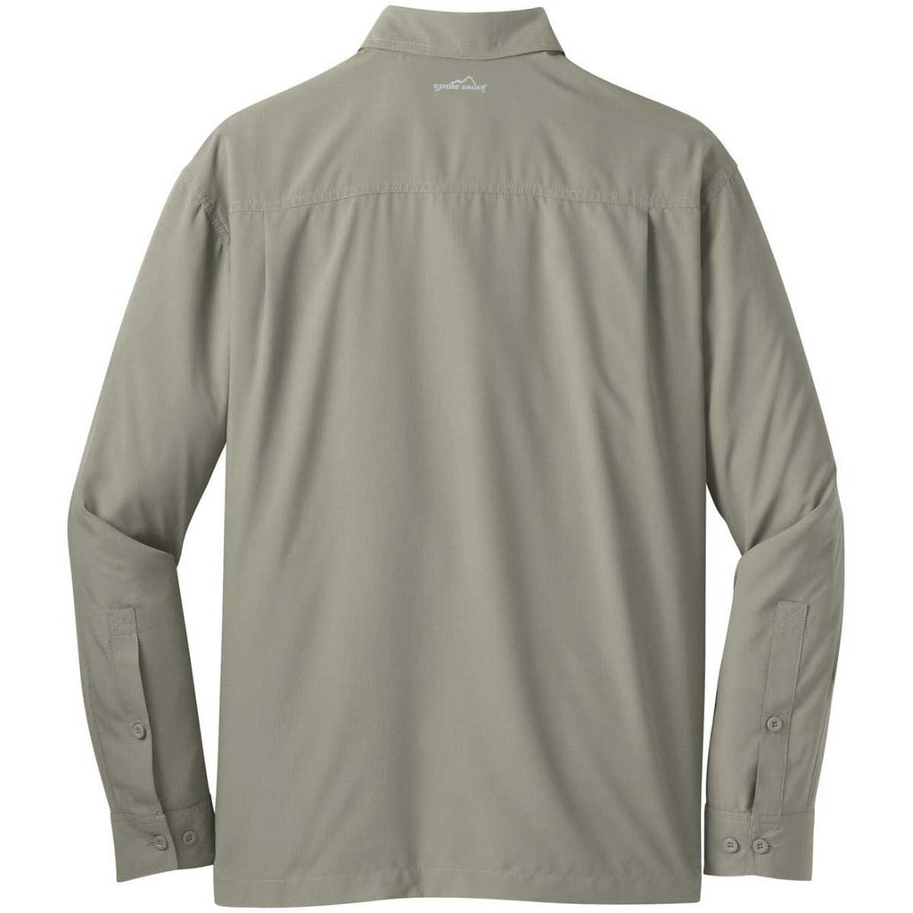 Eddie Bauer Men's Driftwood Beige L/S Performance Travel Shirt