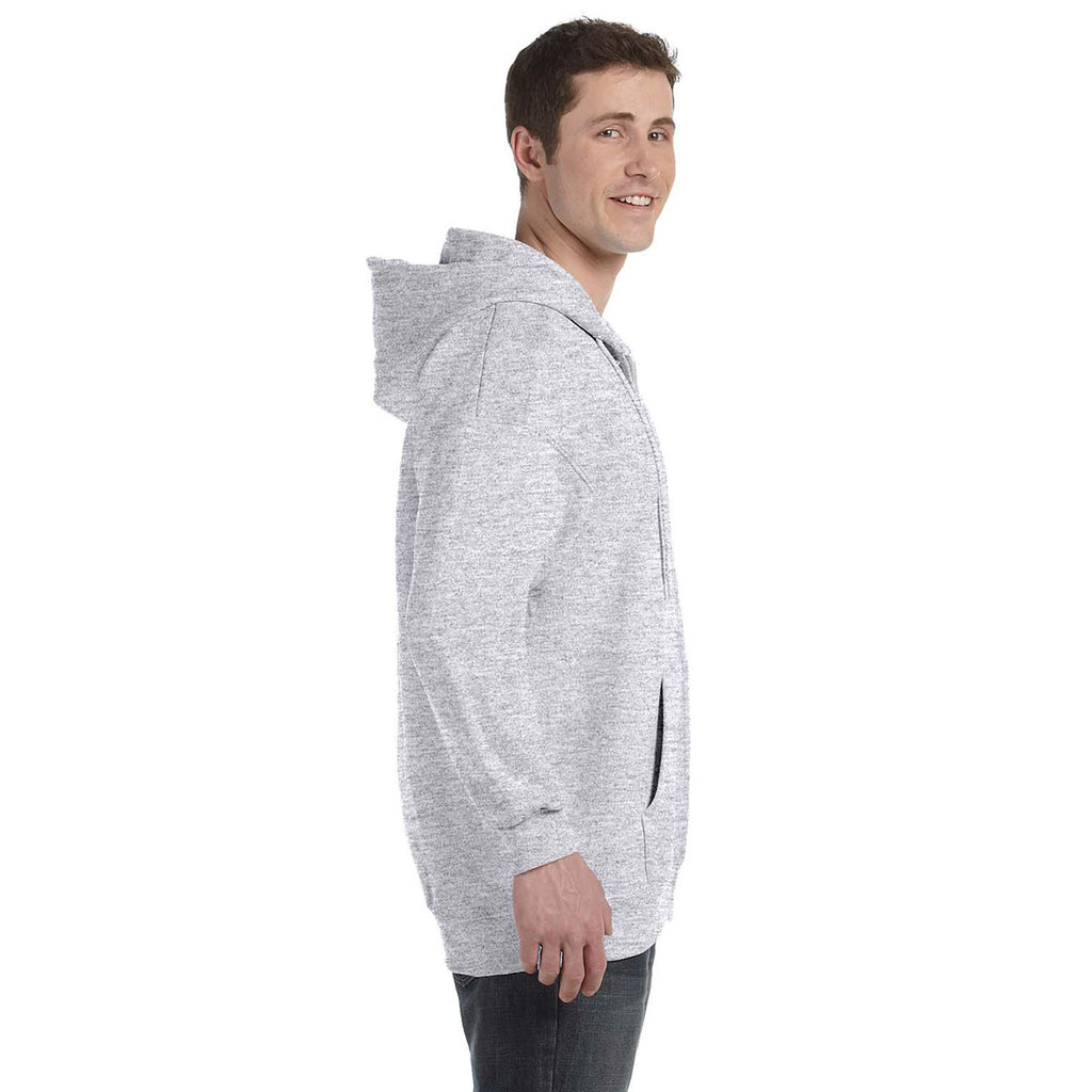 Hanes Men's Ash 9.7 oz. Ultimate Cotton 90/10 Full-Zip Hood