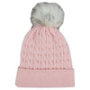 Kate Lord Women's Soft Pink/White Knit Fur Pom Beanie