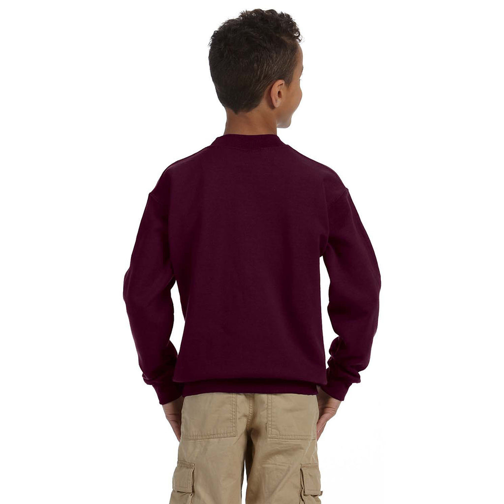 Gildan Youth Maroon Heavy Blend 8 oz. 50/50 Fleece Crew