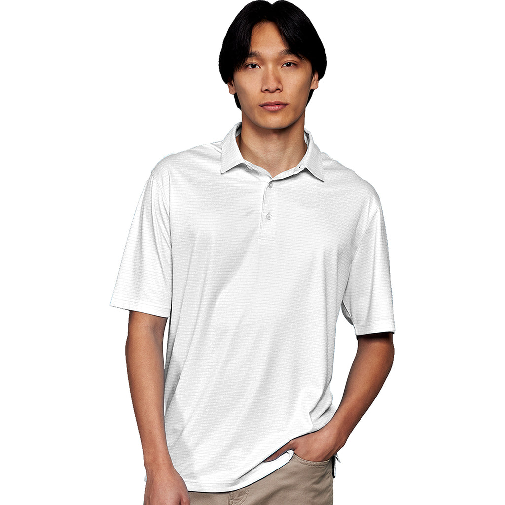 Greg Norman Men's White Microlux Cart Print Polo