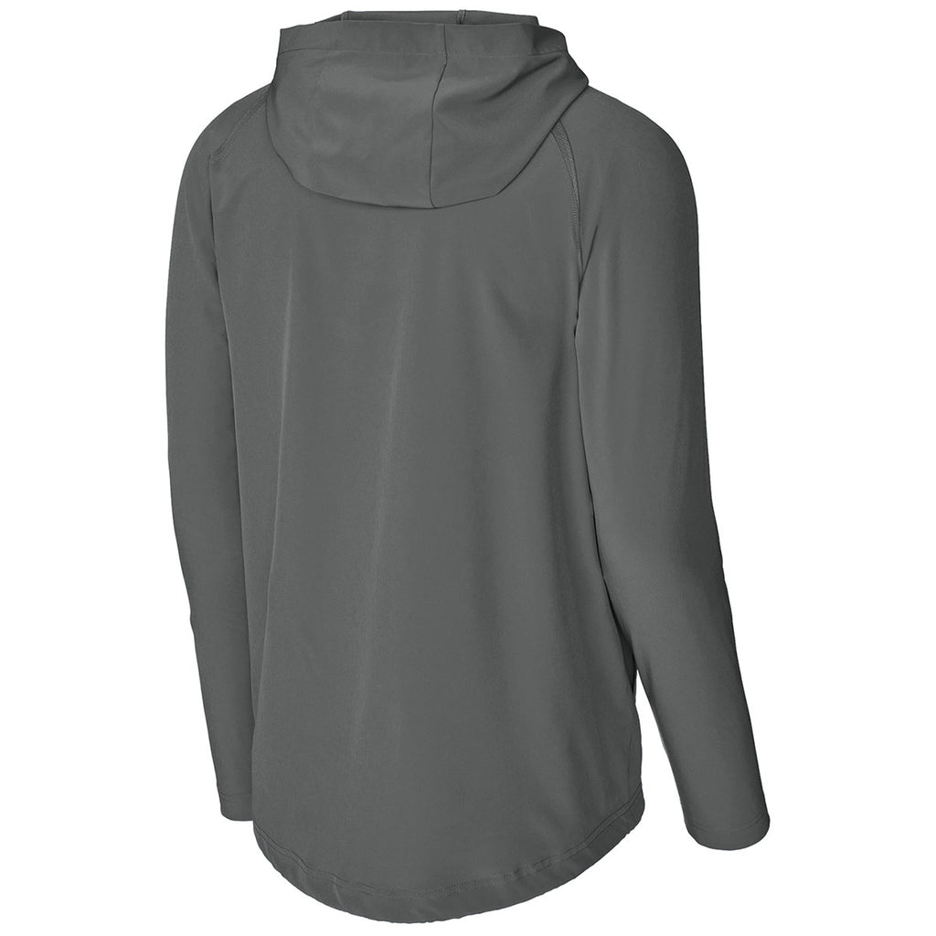 Sport-Tek Men's Iron Grey Repeat 1/2-Zip Long Sleeve Hooded Jacket