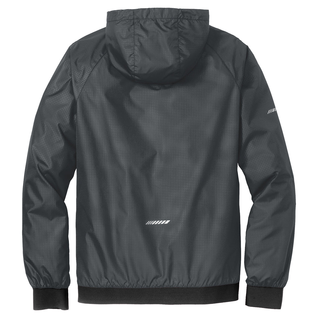 Sport-Tek Men's Graphite/Black Embossed Hooded Wind Jacket