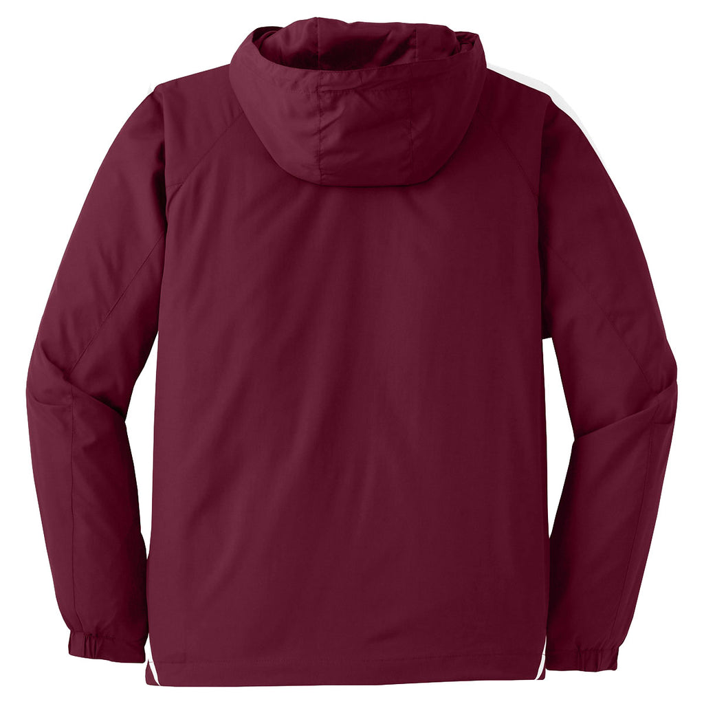 Sport-Tek Men's Maroon/White Colorblock Raglan Anorak