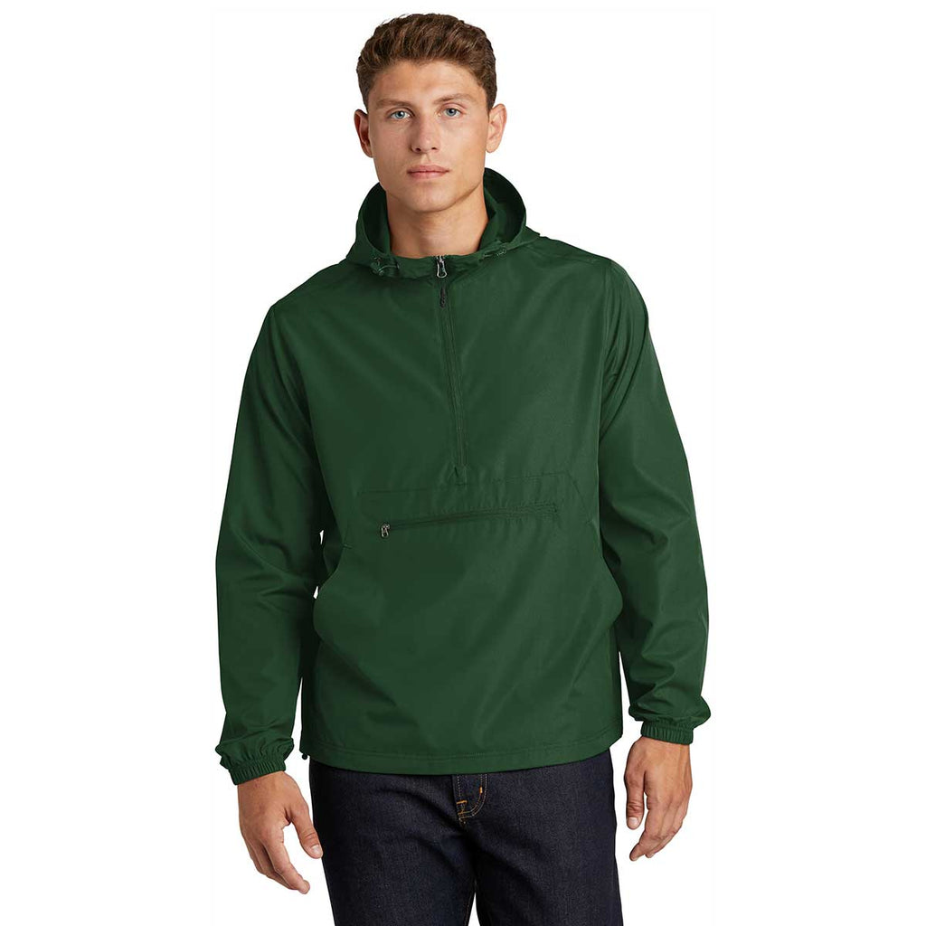 Sport-Tek Men's Forest Green Packable Anorak