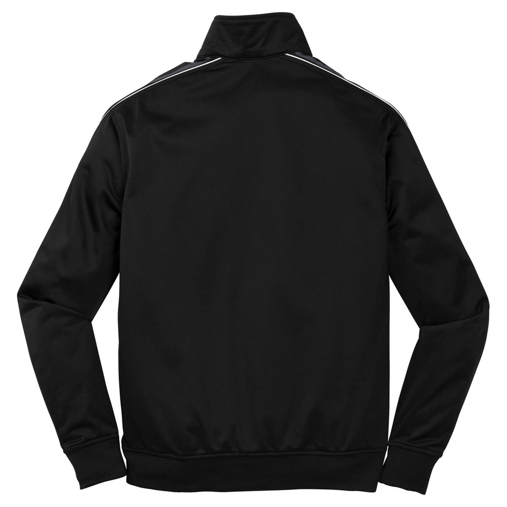 Sport-Tek Men's Black/Iron Grey Dot Sublimation Tricot Track Jacket