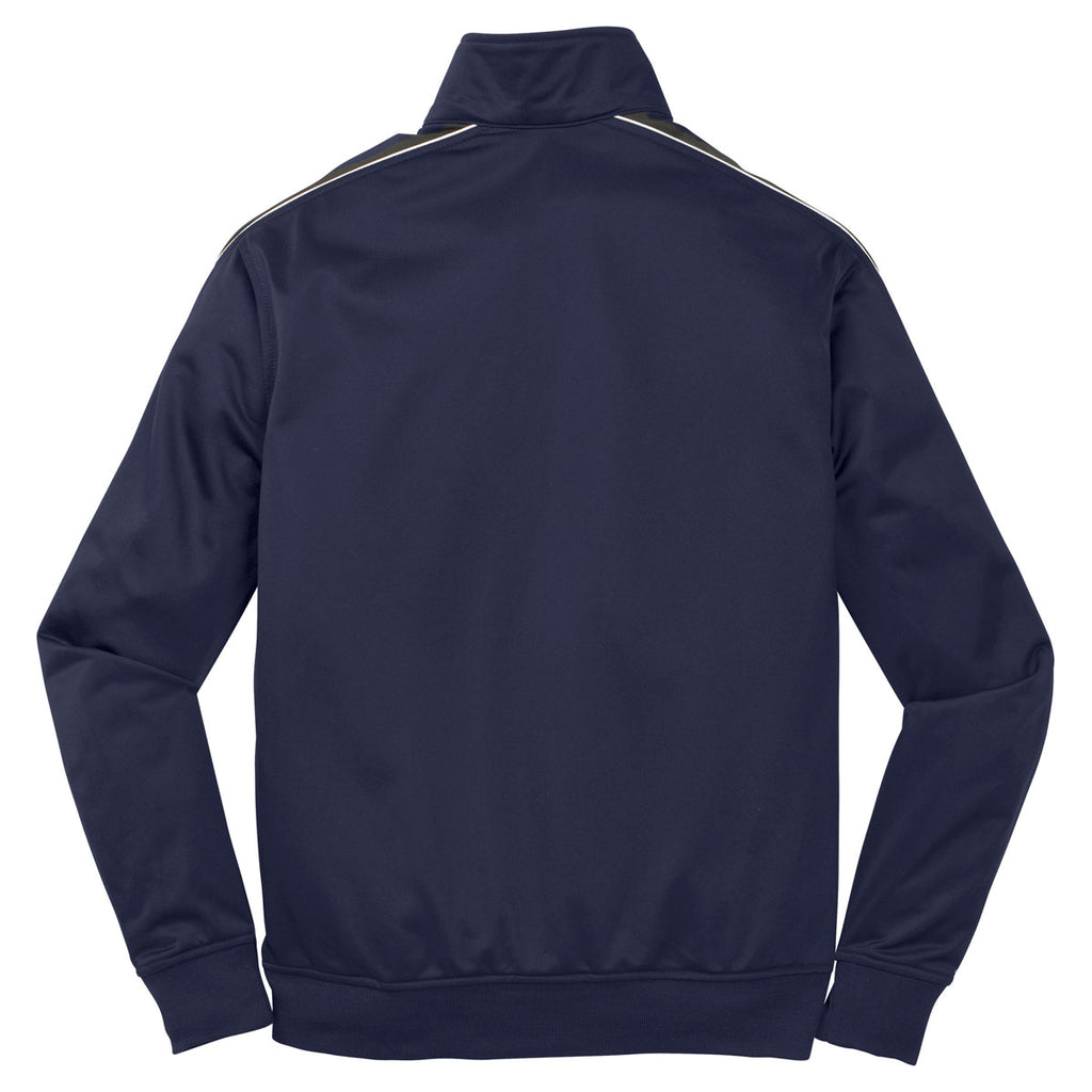 Sport-Tek Men's True Navy/Iron Grey Dot Sublimation Tricot Track Jacket