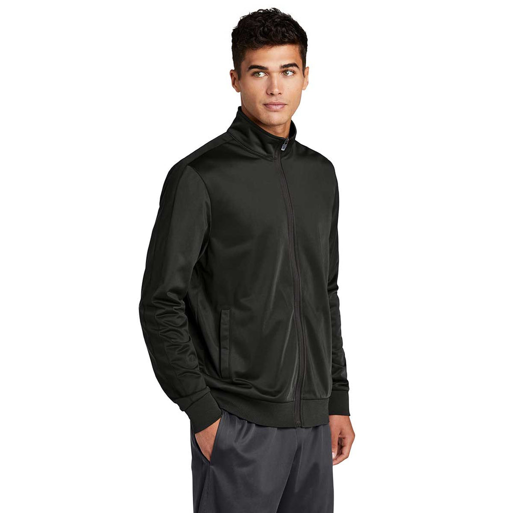 Sport-Tek Men's Black/Black Tricot Track Jacket