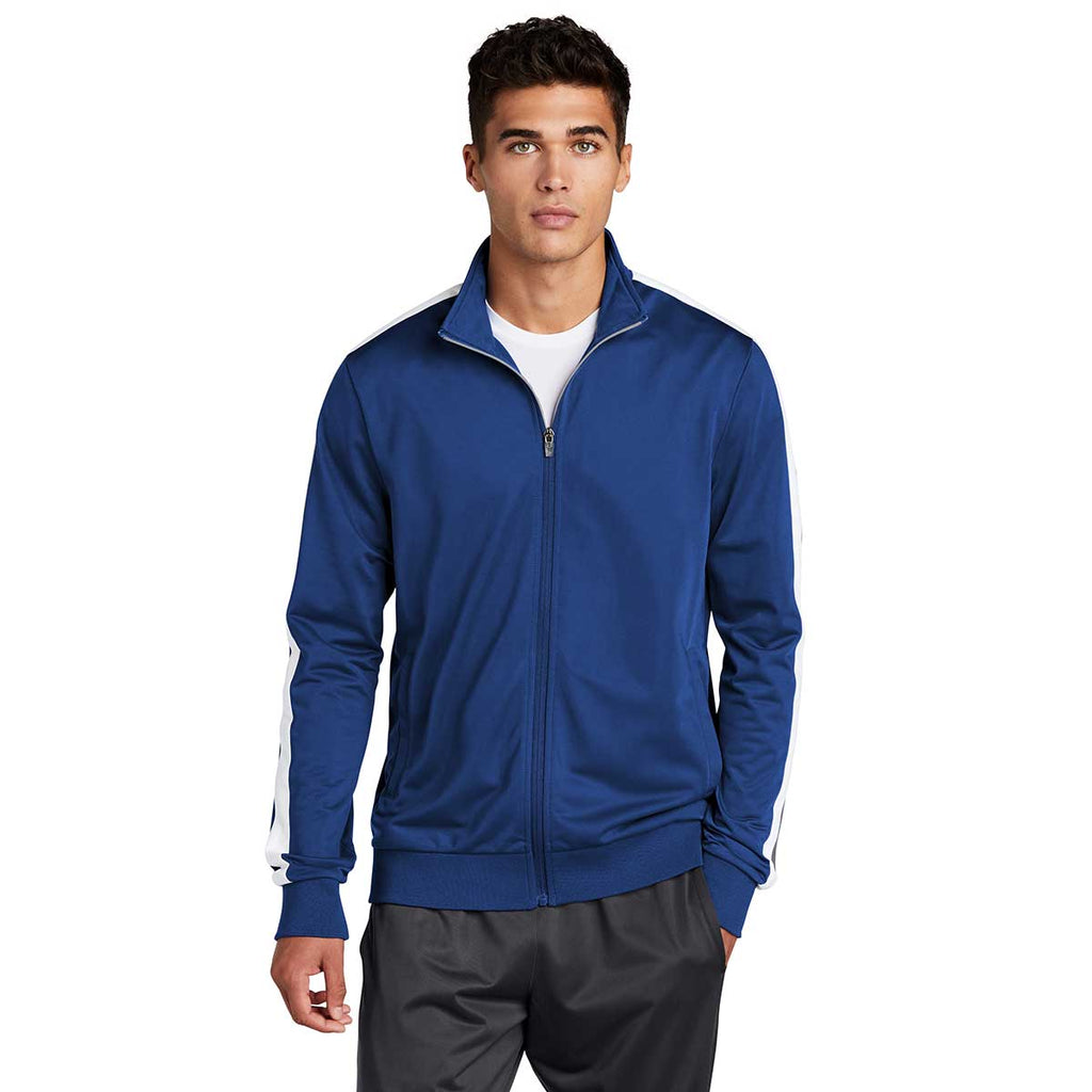 Sport-Tek Men's True Royal/White Tricot Track Jacket