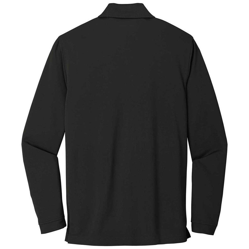 Port Authority Men's Deep Black Dry Zone UV Micro-Mesh Long Sleeve Polo