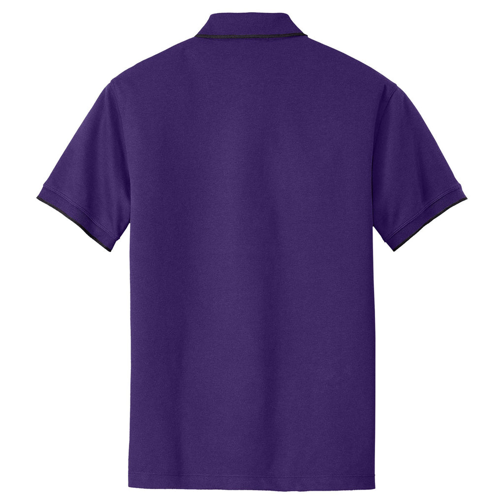 Port Authority Men's Bright Purple/Classic Navy Rapid Dry Tipped Polo