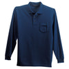 Port Authority Men's Navy Long Sleeve Silk Touch Polo with Pocket