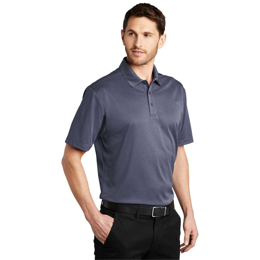 Port Authority Men's Navy Heather Heathered Silk Touch Performance Polo