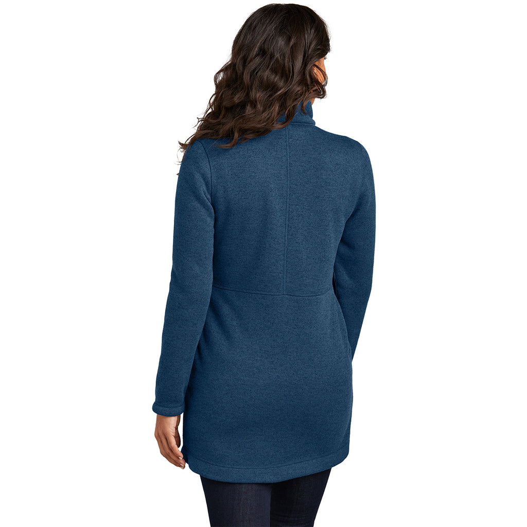 Port Authority Women's Insignia Blue Heather Arc Sweater Fleece Long Jacket