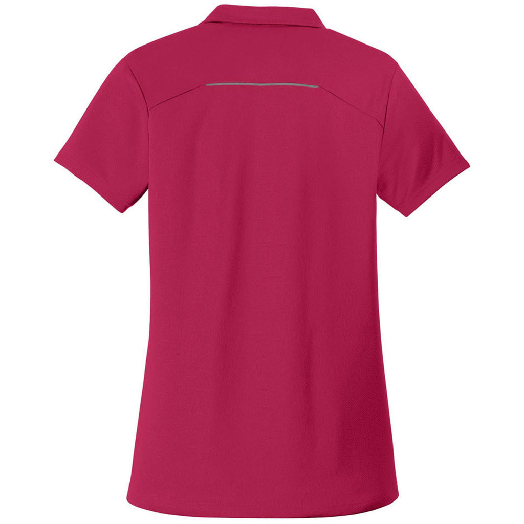 Port Authority Women's Dark Fuchsia Pinpoint Mesh Zip Polo