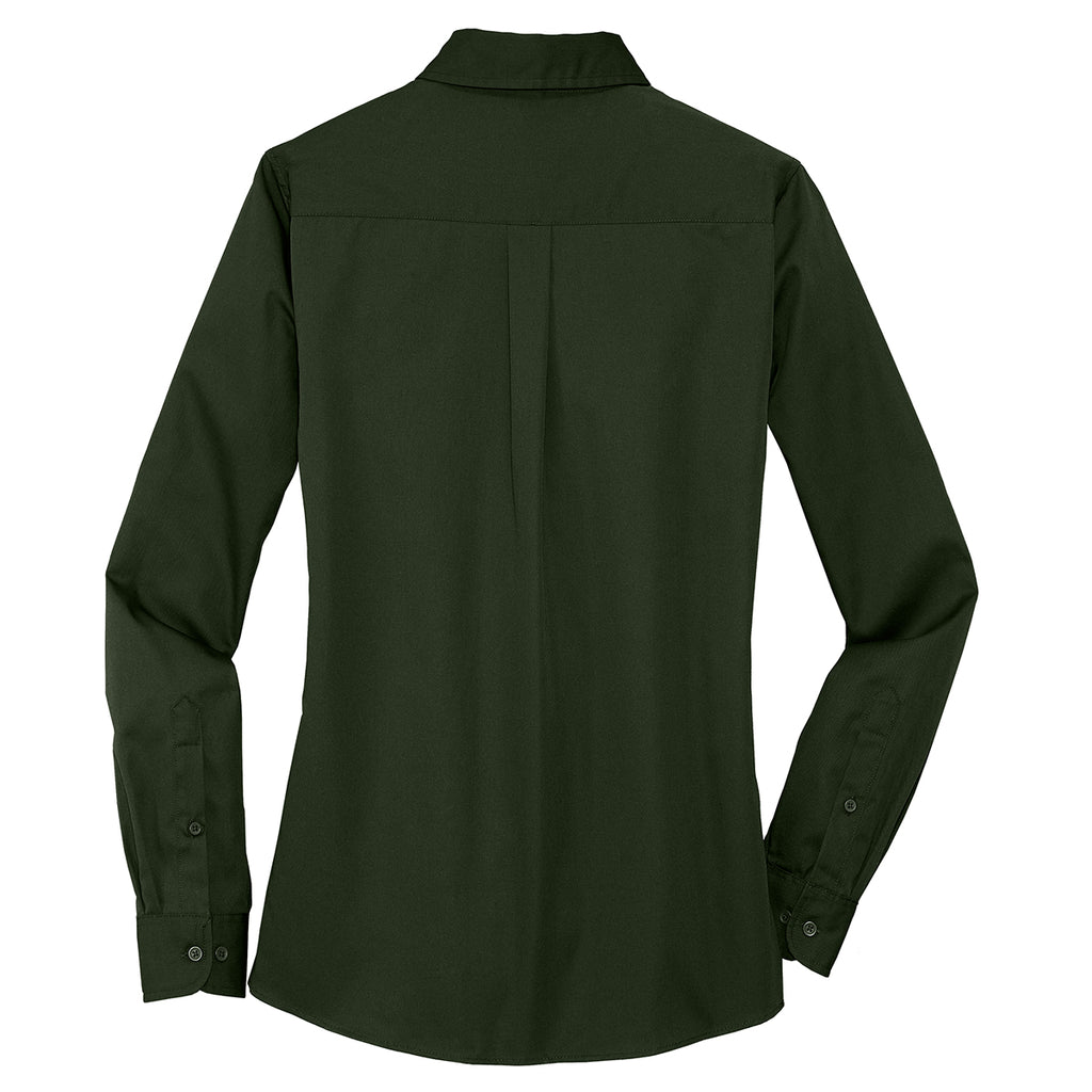 Port Authority Women's Basil Green Stain Resistant Roll Sleeve Twill Shirt