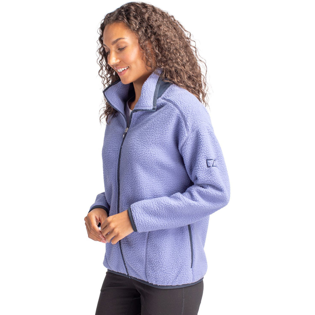 Cutter & Buck Women's Hyacinth/Navy Blue Cascade Eco Sherpa Fleece Jacket