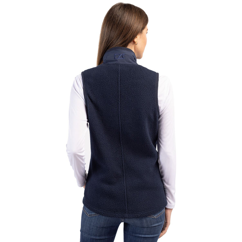 Cutter & Buck Women's Navy Blue Cascade Eco Sherpa Fleece Vest