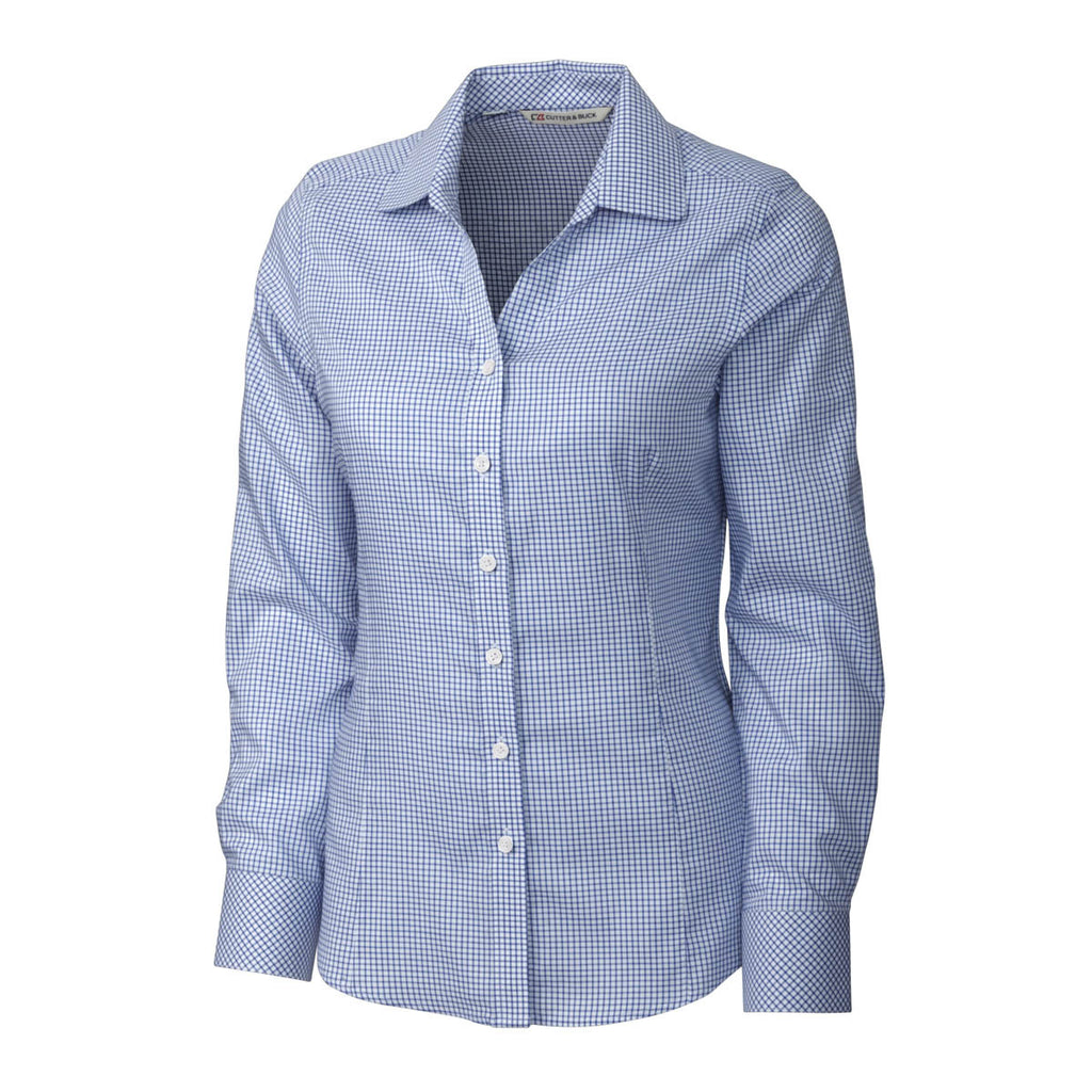 Cutter & Buck Women's French Blue LS Epic Easy Care Tattersall