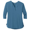 Port Authority Women's Dusty Blue Concept 3/4-Sleeve Soft Split Neck Top