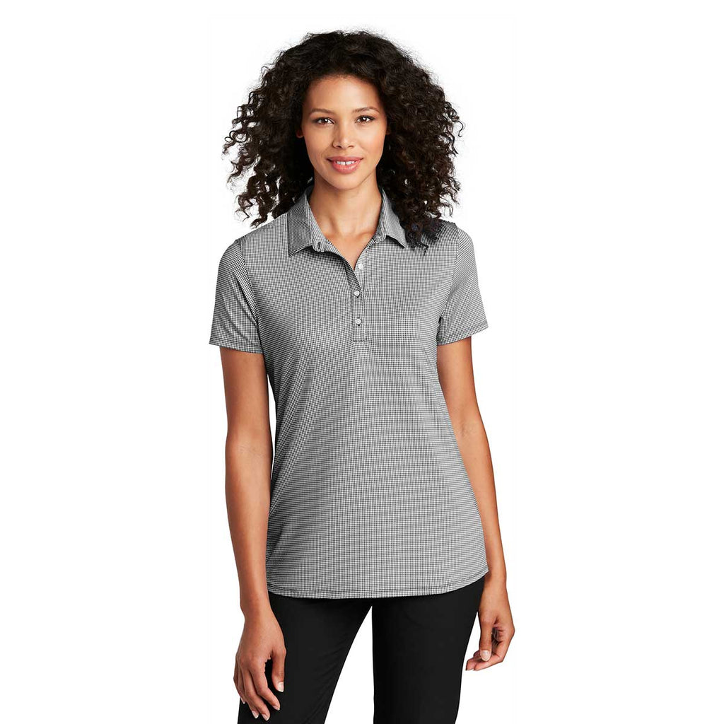 Port Authority Women's Black/White Gingham Polo