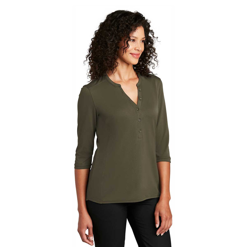 Port Authority Women's Deep Olive UV Choice Pique Henley