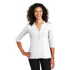 Port Authority Women's White UV Choice Pique Henley