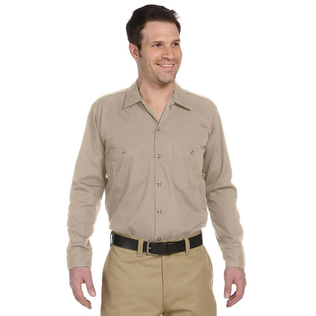 Dickies Men's Khaki 4.25 oz. Industrial Long-Sleeve Work Shirt