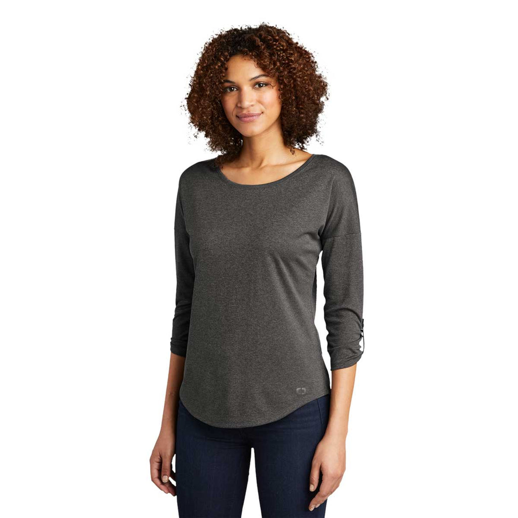 OGIO Women's Dark Heather Grey Gravitate Scoop 3/4-Sleeve