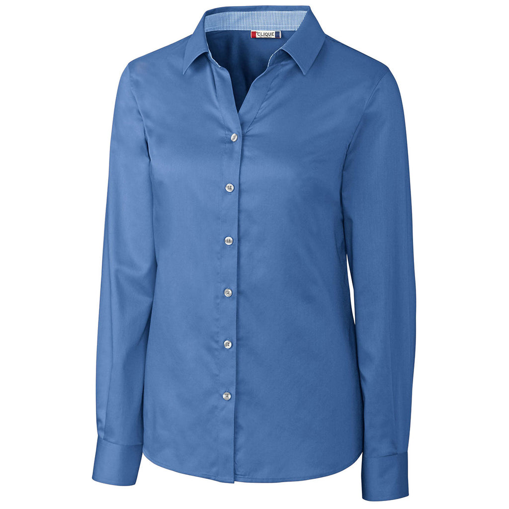 Clique Women's Sea Blue Long Sleeve Bergen Stain Resistant Twill