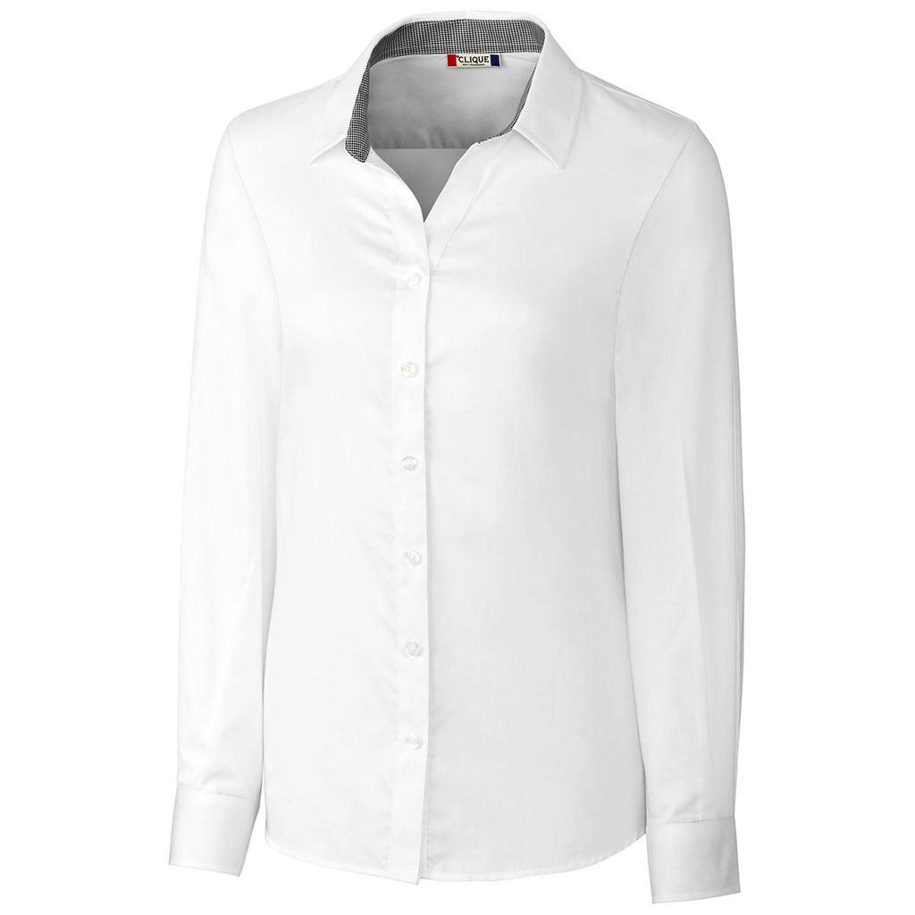 Clique Women's White Long Sleeve Bergen Stain Resistant Twill