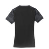 Sport-Tek Women's Black/Iron Grey CamoHex Colorblock V-Neck Tee