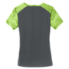 Sport-Tek Women's Iron Grey/Lime Shock CamoHex Colorblock V-Neck Tee