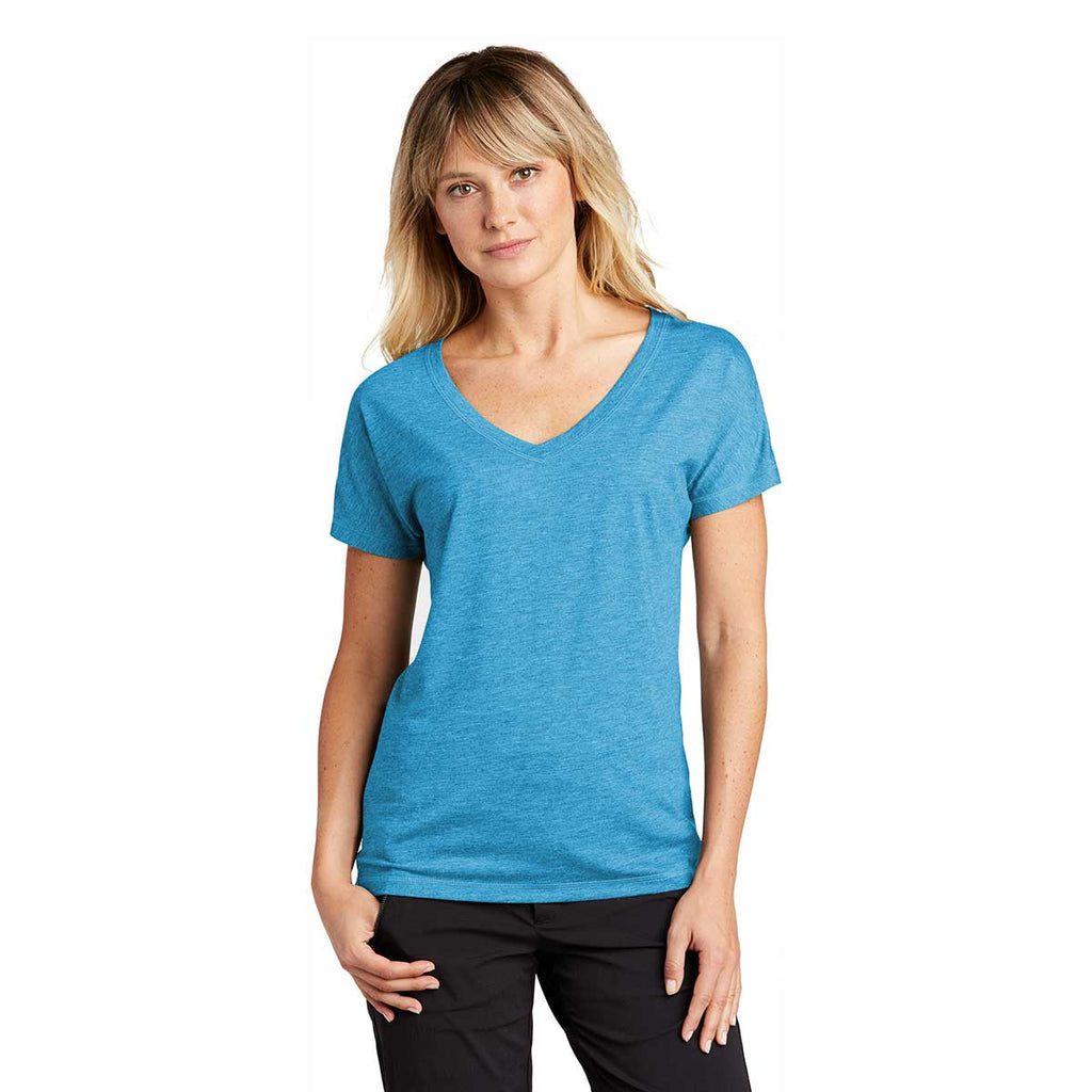 Sport-Tek Women's Pond Blue Heather PosiCharge Tri-Blend Wicking Dolman Tee