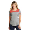 Sport-Tek Women's True Red Heather/Light Grey Heather PosiCharge Tri-Blend Wicking Fan Tee