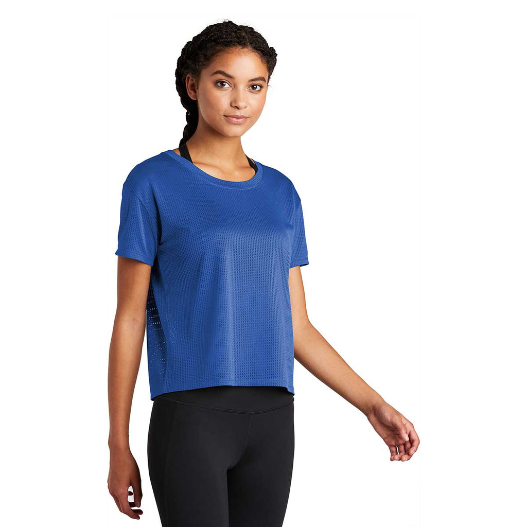 Sport-Tek Women's True Royal PosiCharge Tri-Blend Wicking Draft Crop Tee