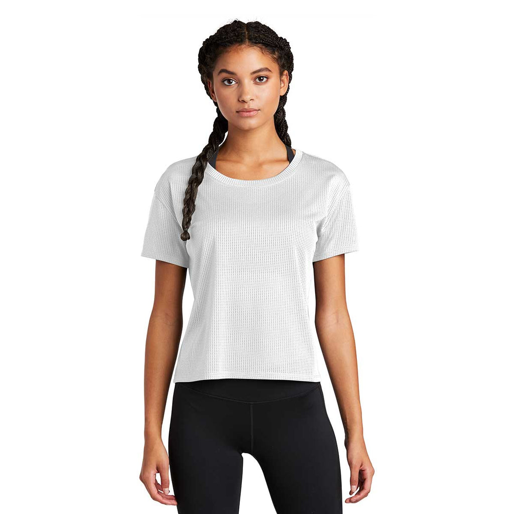 Sport-Tek Women's White PosiCharge Tri-Blend Wicking Draft Crop Tee